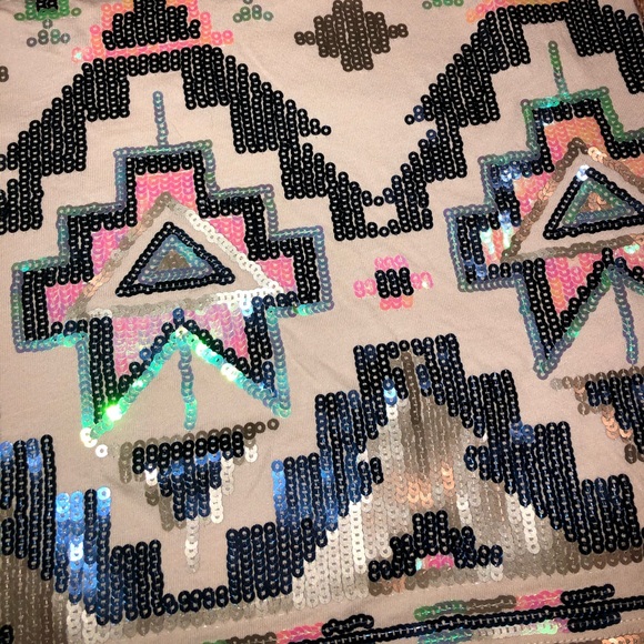 EXPRESS Mini Skirt w/ Aztec Tribal Sequin Stretch - Picture 4 of 6